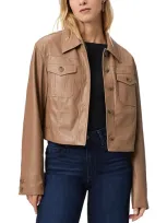 Paige Fenwick Faux Leather Jacket In Burnt Sugar