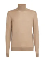 Pal Zileri Wool-silk Rollneck Sweater In Beige