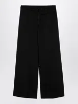 Palm Angels Black Cotton Wide Trousers Men