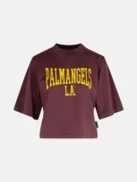 Palm Angels College' Burgundy Cotton T-shirt In Bordeaux