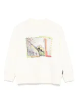 Palm Angels Kids' Graphic-print Sweatshirt In Neutrals