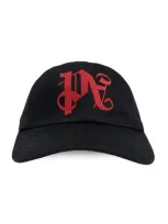 Palm Angels Logo Embroidered Baseball Cap In Black