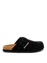 Palm Angels Logo Mules In Black