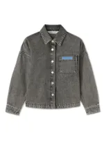 Palm Angels Kids' Logo-print Denim Overshirt In Black