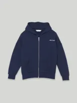 Palm Angels Logo Zip Hoodie In Blue