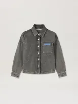 Palm Angels Overlogo Denim Overshirt In Negro