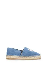 Palm Angels Denim Espadrilles With Embroidered Logo In Blue