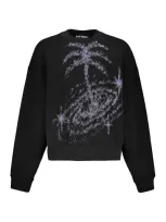 Palm Angels Printed Cotton Sweatshirt In Black