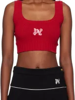 Palm Angels Red Monogram Tank Top In Red Light Pink