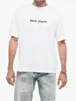 Palm Angels White Cotton T-shirt With Logo Men