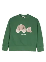 Palm Angels Kids' Teddy Bear-print Sweatshirt In Green