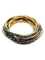 Panacea Set Of 10 Crystal Bracelets In Gold