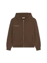 Pangaia Dna Heavyweight Zipped Soft Organic Cotton Hoodie In Brown