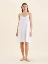 Papinelle Ivy Ruffle Cotton Short Nightgown In White