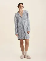 Papinelle Kate Modal Soft Nightshirt In Grey White Stripe