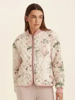 Papinelle Odette Quilted Bed Jacket In Sea Salt