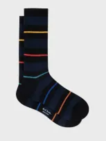 Paul Smith Black And Navy Thin Stripe Socks