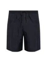 Paul Smith Poplin Drawstring Shorts In Navy