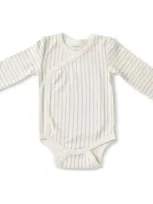 Pehr Babies'  Stripes Away Organic Cotton Wrap Bodysuit In Neutral