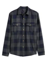 Pendleton Scout Buffalo Check Wool Flannel Button-up Shirt In Oxford Mix/navy Buffalo Check