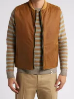 Peregrine Water Resistant Waxed Cotton Biker Vest In Mustard