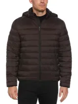 Perry Ellis Men's Lightweight Hooded Puffer Jacket In Mole,brown