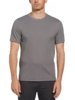 Perry Ellis Men's Rib Knit Crew Neck T-shirt In Quiet Shade,gray