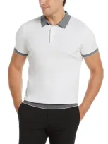 Perry Ellis Men's Tech Knit Contrast Sweater Polo In Bright White