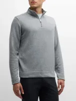 Peter Millar Crown Recycled-fleece Half-zip Sweater In Gray