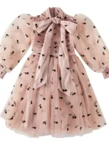 Petite Amalie Kids' Bow-detail Dress In Multicoloured