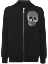 Philipp Plein Embroidered Zipped Hoodie In Black