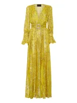 Philipp Plein Metallic-threading Front-slit Maxi Dress In Multi