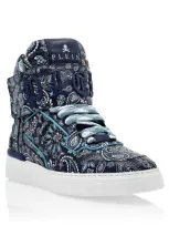 Philipp Plein Paisley-print Hi-top Sneakers In Blue