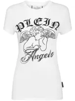 Philipp Plein Logo-print Embellished T-shirt In "01 White"