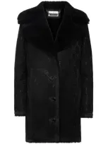 Philipp Plein Monogram-pattern Shearling Coat In Black