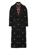 Philipp Plein Studded Oversize Coat In Black