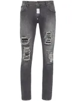 Philipp Plein Halbhohe Rock Star Slim-fit-jeans In Grey