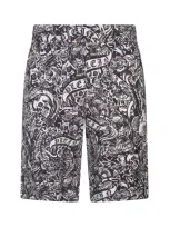 Philipp Plein Tattoo-print Silk Shorts In Black