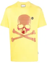 Philipp Plein Skull-print Short-sleeve T-shirt In Yellow