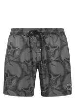 Philipp Plein Skull-print Swim Shorts In Grey