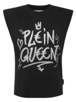 Philipp Plein Crystal-embellished Cotton Tank Top In Black