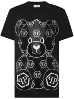 Philipp Plein Teddy Bear-appliqué Cotton Shirt In 黑色