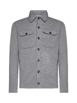 Piacenza 1733 Cashmere Knit Shirt In Light Grey