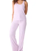 Pj Salvage Ribbed Lace Trim Pajamas In Lavender Glow