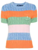 Polo Ralph Lauren Colour-block Cotton Top In Blue