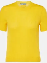 Prada Short-sleeve Cashmere Sweater In F0010 Giallo