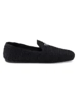 Prada Woven Fabric Slip-on Shoes In Black