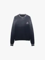 Prada Logo-embroidered Cotton Sweatshirt In Bleu