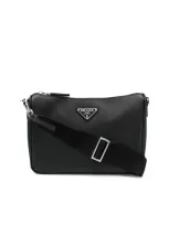 Prada Saffiano-leather Crossbody Bag In Black