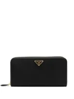 Prada Triangle-logo Continental Wallet In Black